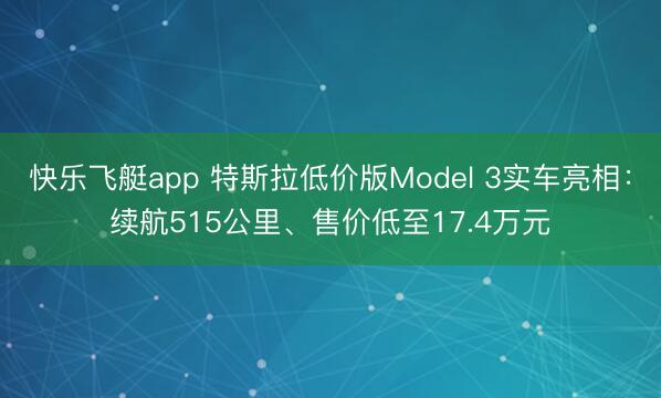 快乐飞艇app 特斯拉低价版Model 3实车亮相：续航515公里、售价低至17.4万元