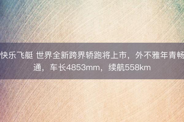 快乐飞艇 世界全新跨界轿跑将上市，外不雅年青畅通，车长4853mm，续航558km