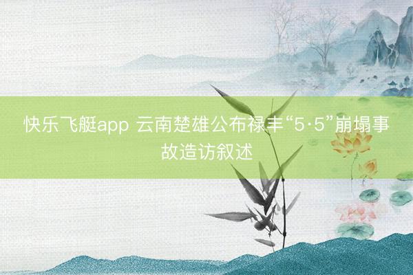 快乐飞艇app 云南楚雄公布禄丰“5·5”崩塌事故造访叙述